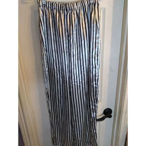 Jedu Tedi Silky Pants Black White Stripes Sz L Elastic Waist Beetlejuice...